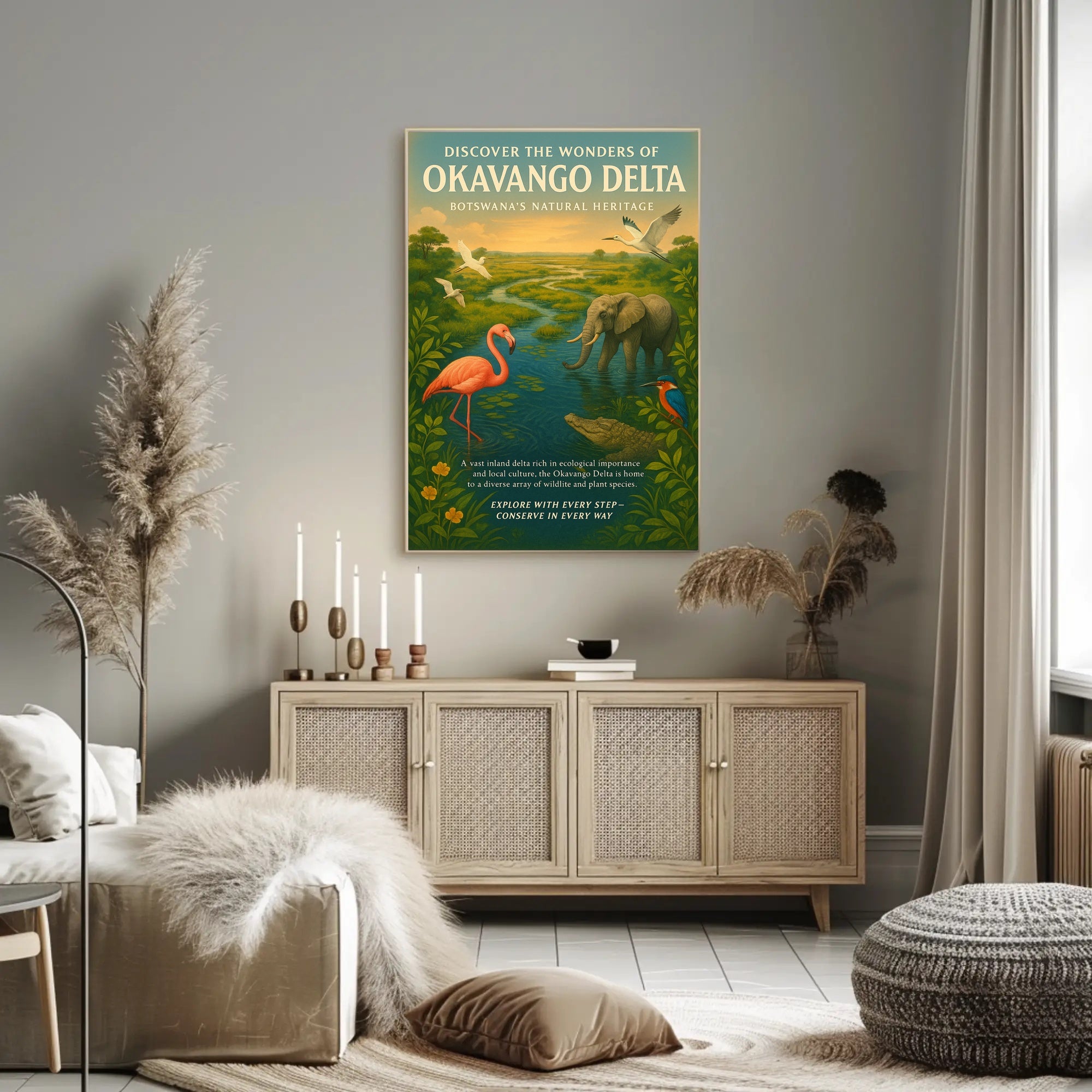 Okavango Delta Scenic Poster Vintage Travel Print