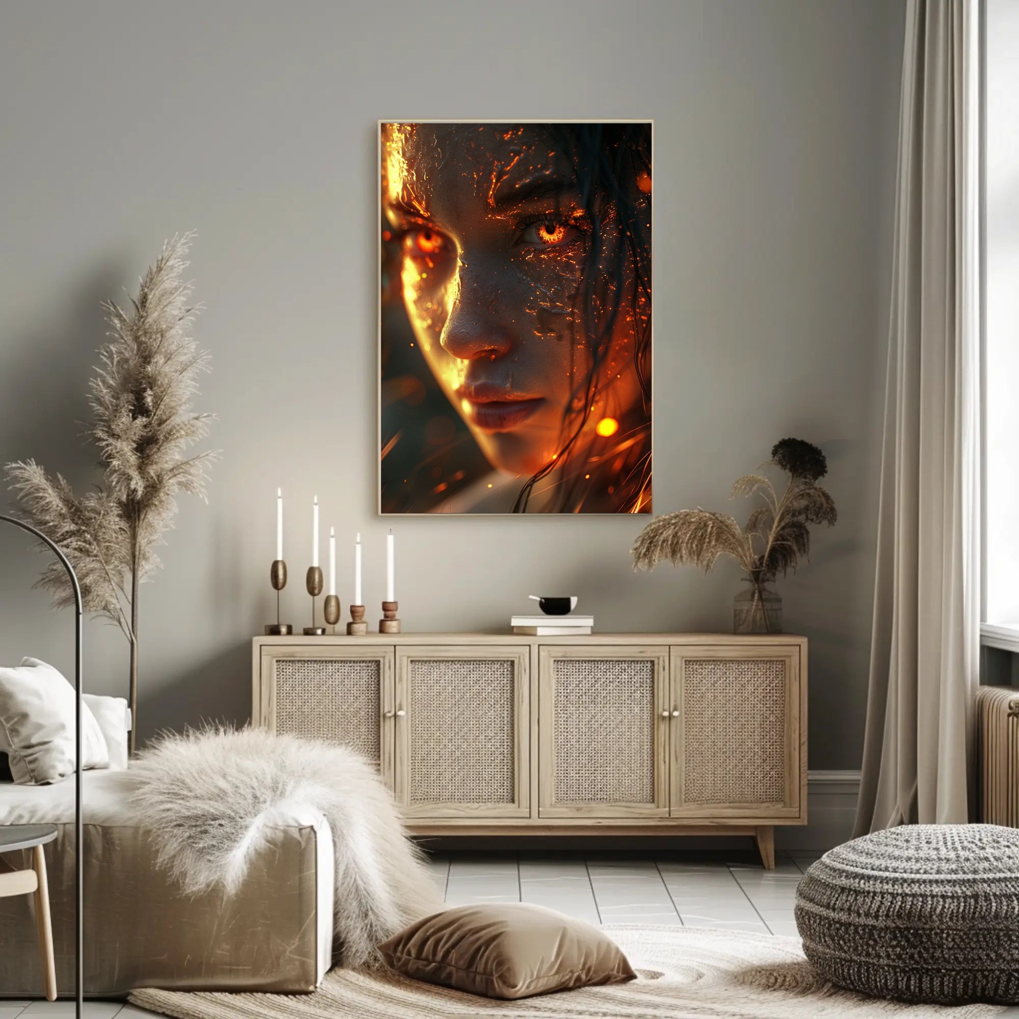 Fiery Surreal Woman Fantasy Art Poster PosterGoat