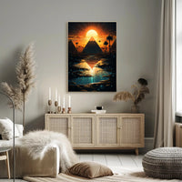 Sunset Over The Pyramids Poster