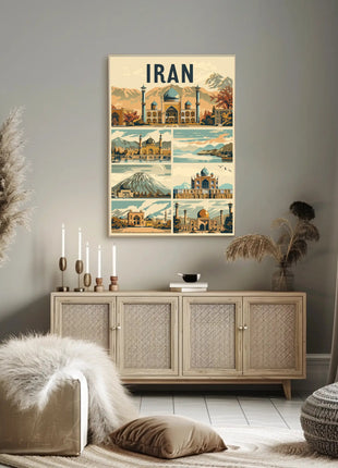 Iranian Landmarks Vintage Travel Poster