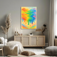 The poster displays an abstract, vibrant scene of flowing rainbow colors. The core Travel Poster