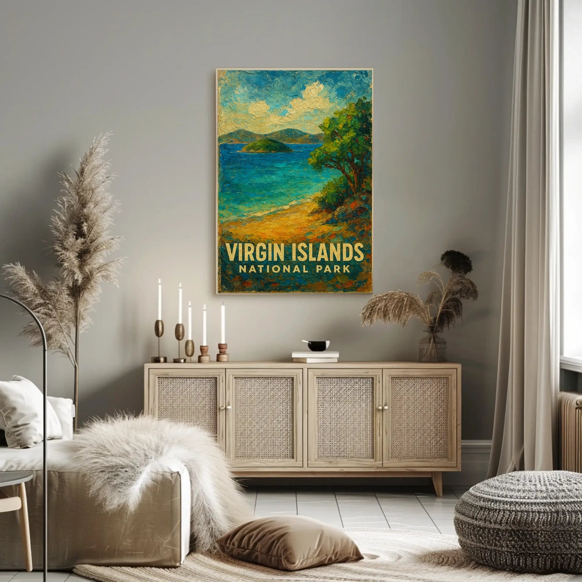 Virgin Islands National Park Scenic Caribbean Coastal Landscape Travel Adventure Poster