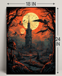 Haunted Tower Under Blood Moon Poster