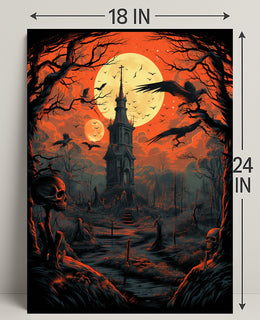 Haunted Tower Under Blood Moon Poster