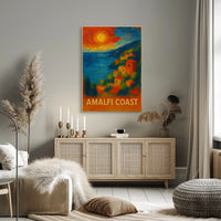 Amalfi Coast Poster Wall Art for Coastal Home Decor