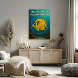 Raccoon Butterflyfish Underwater Artistic Vintage Poster