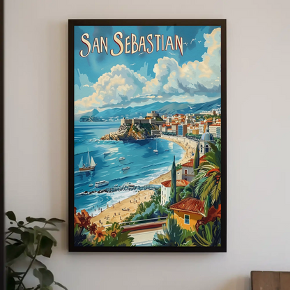 San Sebastian Bay and Cityscape Travel Poster