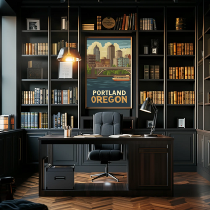 Portland Oregon Cityscape Vintage Poster