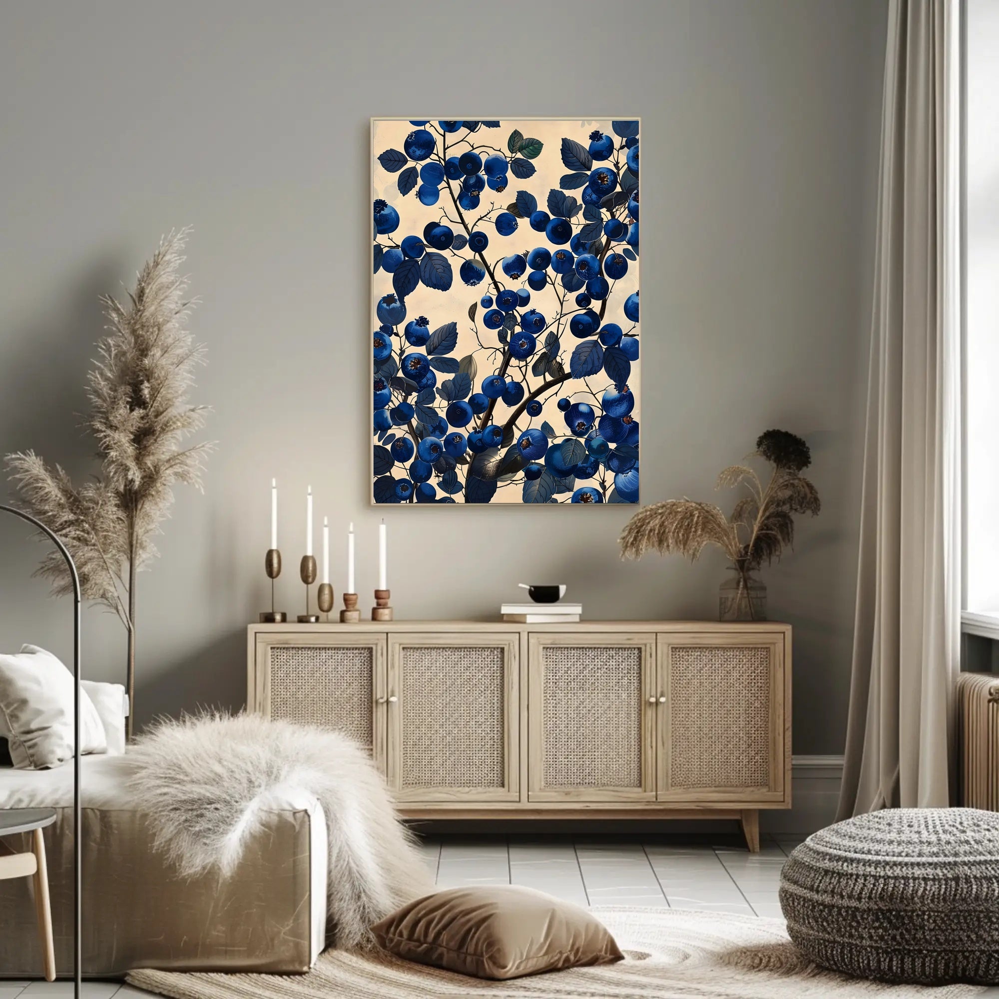 Blueberry Botanical Illustration Wall Art