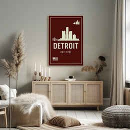 Detroit Skyline Est. 1701 Poster PosterGoat