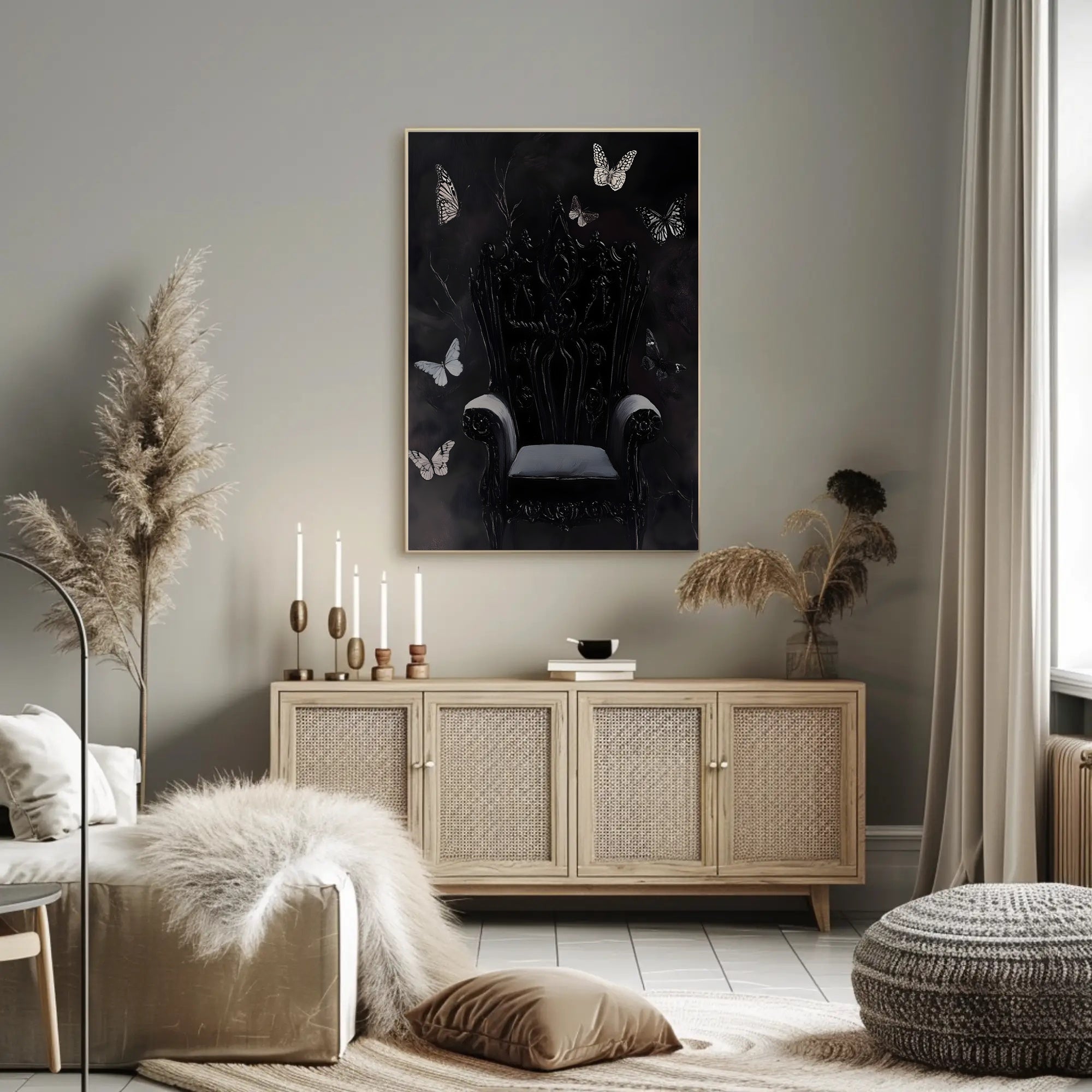 Dark Throne with Butterflies: Fantasy or Mythology Poster PosterGoat