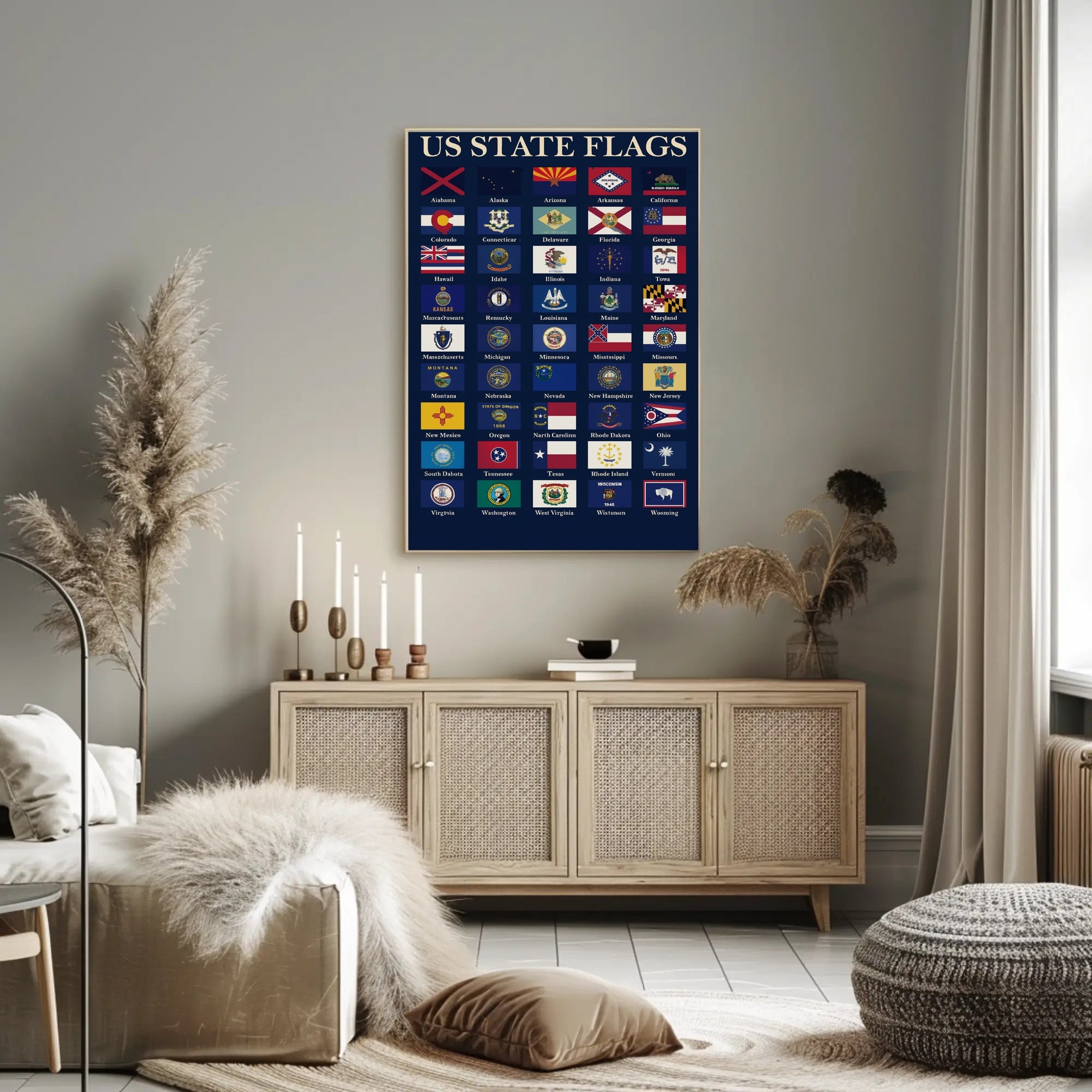 American State Flags with Playful Twist Educational or Infographic Poster