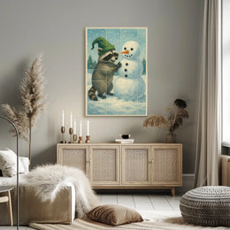 Winter Wonderland With Raccoon Poster