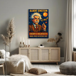 Albert Einstein Relativity Theory Vintage Scientific Museum Wall Art Timeless Iconic Decor Poster