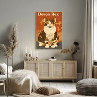Devon Rex Cat Vintage Portrait Artwork Studio Quality Poster
