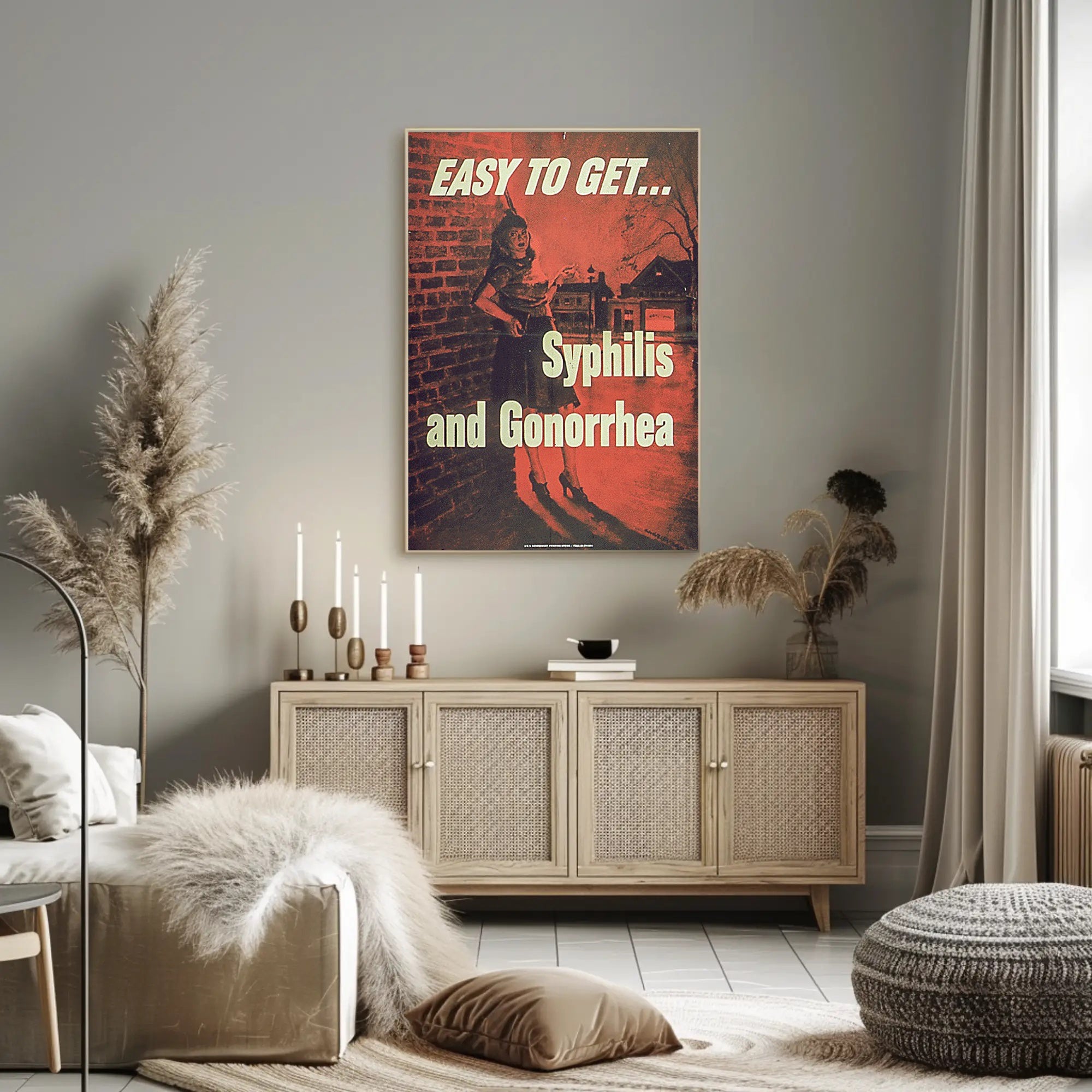 Syphilis and Gonorrhea Warning Mid-20th-Century Propaganda Poster PosterGoat