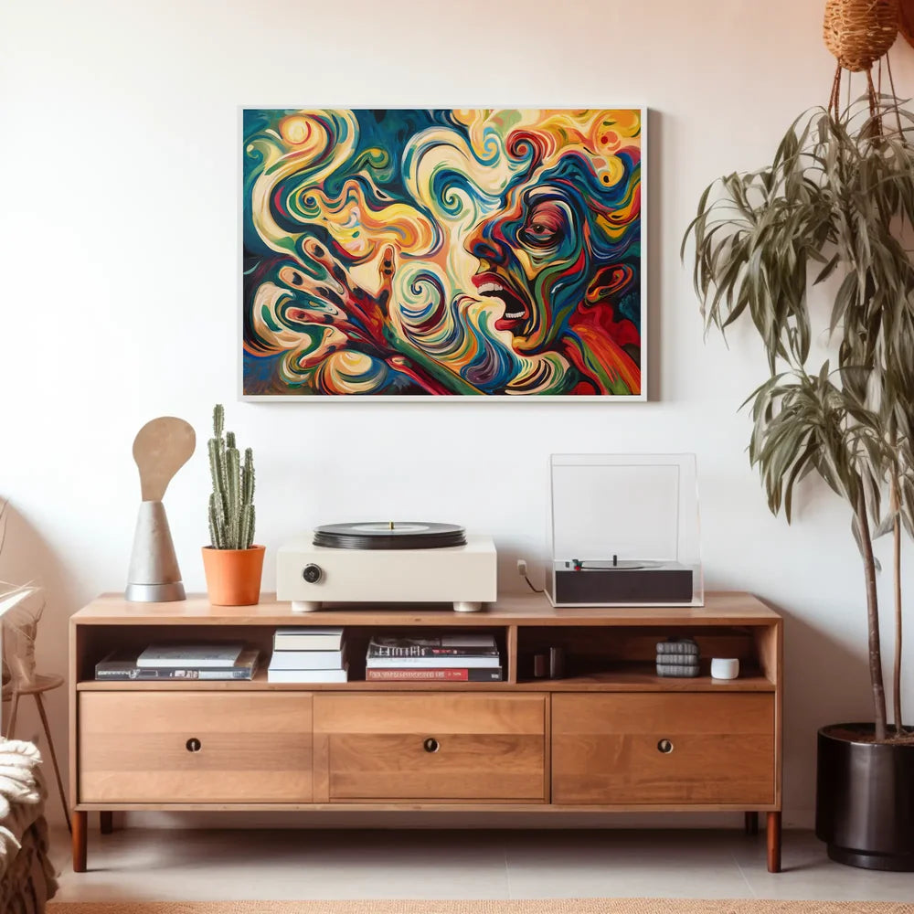 Vivid Abstract Face: Surreal Expression Art Poster