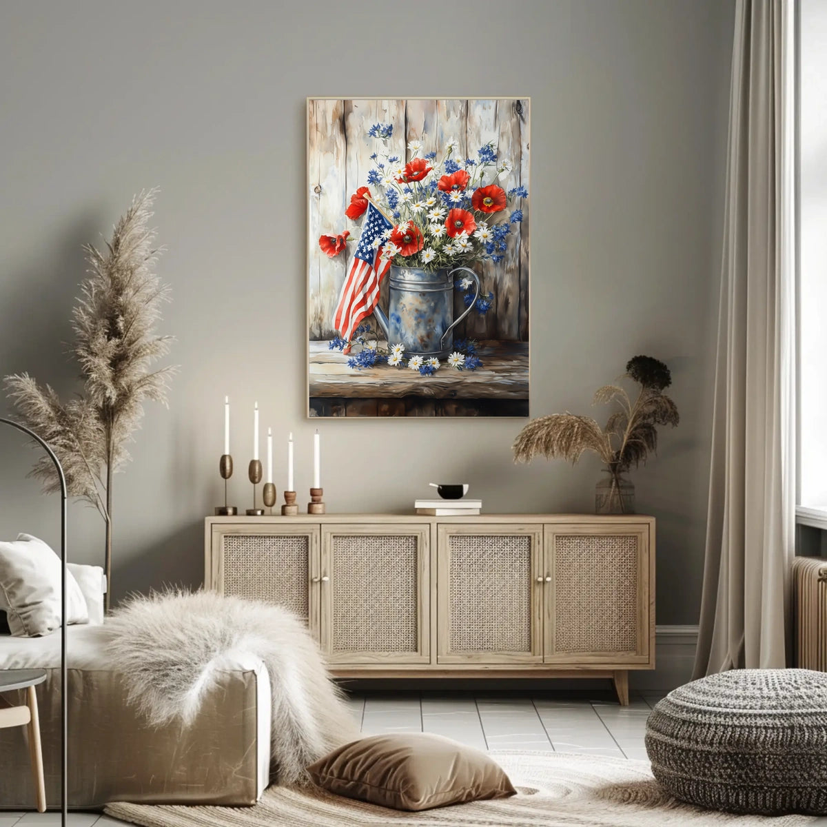 Rustic Vintage Galvanized Watering Can Decor Art Poster