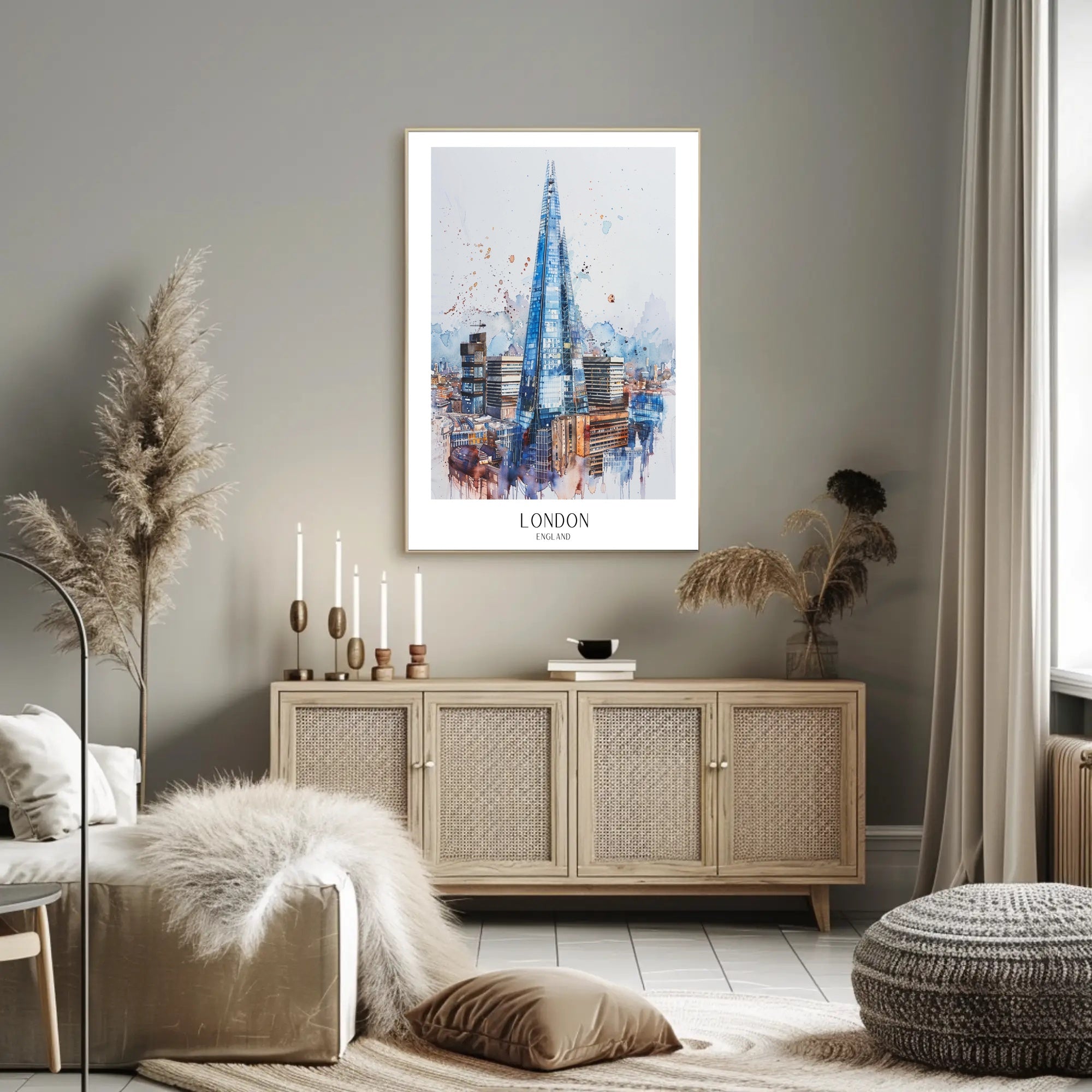 The Shard Watercolor London Urban or Cityscape Poster PosterGoat