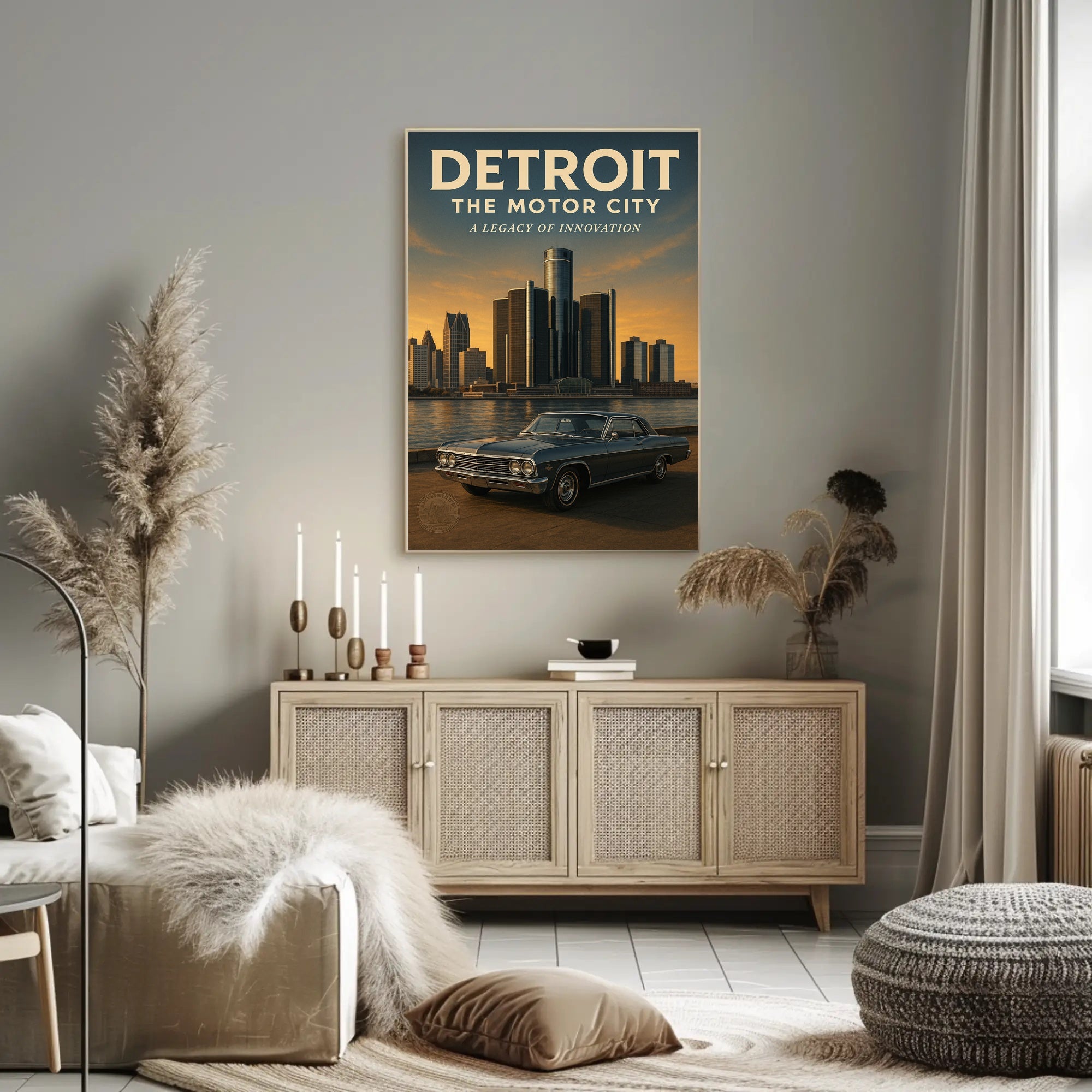 Detroit The Motor City Vintage Poster Print PosterGoat