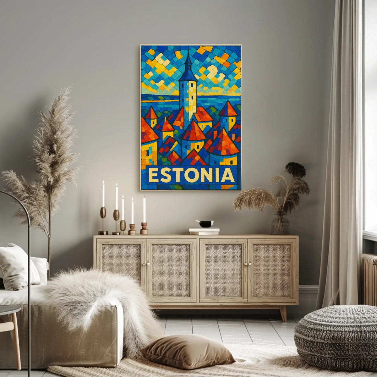 Estonia Mosaic Art Poster