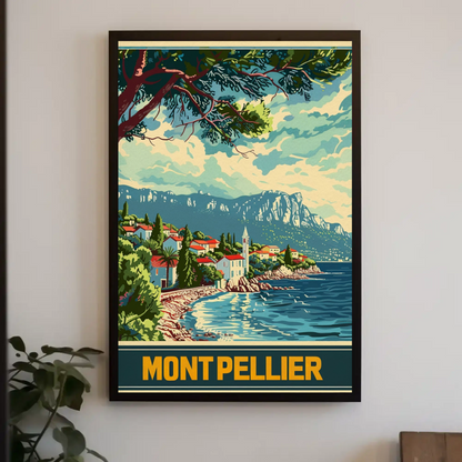 Montpellier Seaside Village Cliffs Trees Travel Poster
