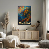 Amalfi Coast Poster Art Print 18x24 Coastal Decor Wall Art