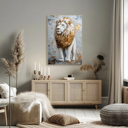 Majestic Lion in Gold and Earthy Tones Animal Poster