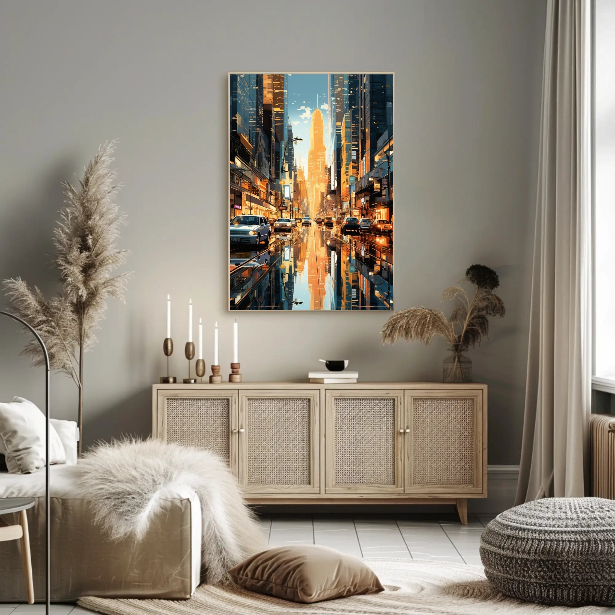 Modern Cityscape Skyline: Urban Lifestyle Artistic Poster