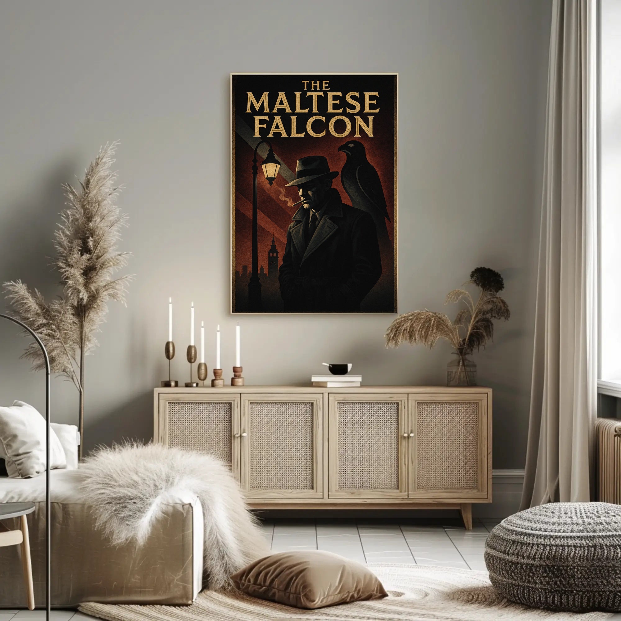 The Maltese Falcon Classic Noir Movie Pop Culture Poster