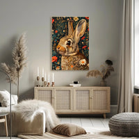 Whimsical Rabbit Floral Wonderland Poster