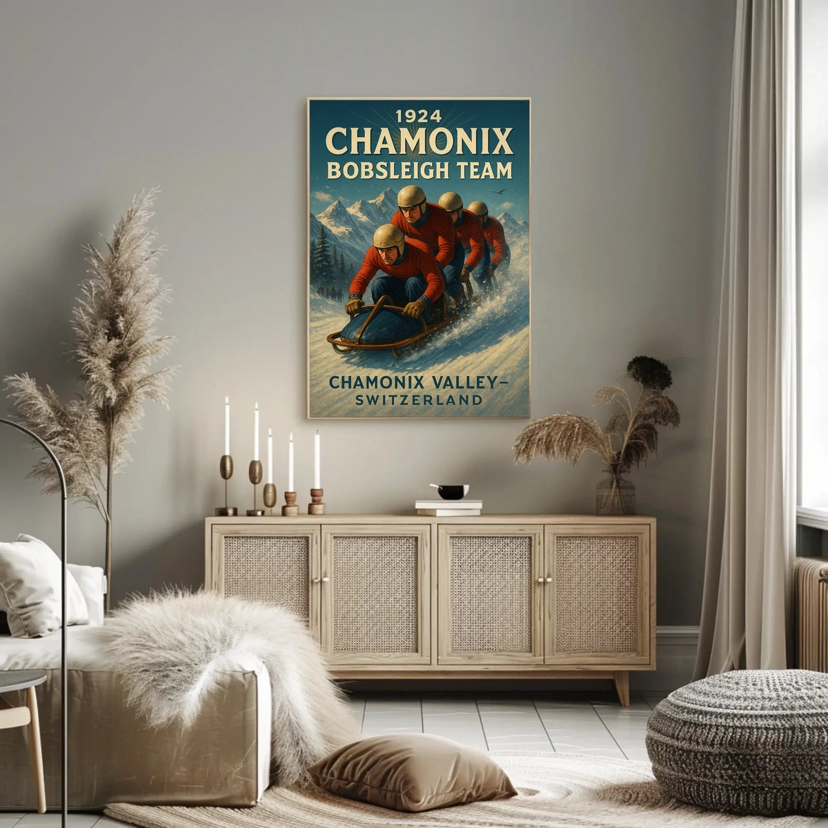 1924 Chamonix Bobsleigh Team Poster