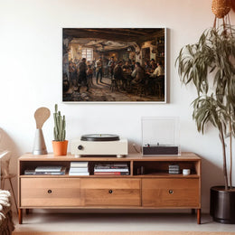 19th-Century European Tavern Scene Art Poster