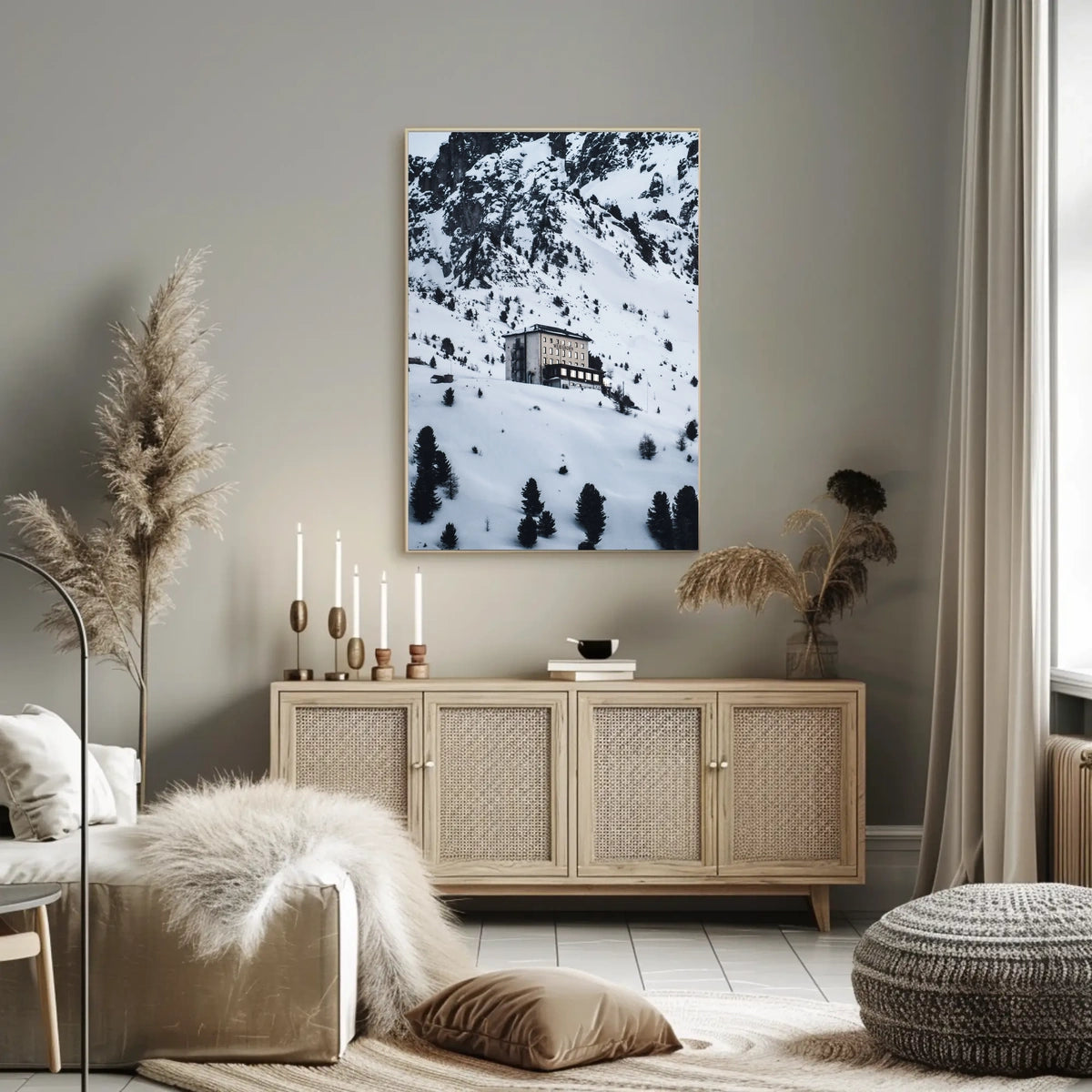 Weisshorn Alpine Serenity: Snowy Mountain Landscape Poster