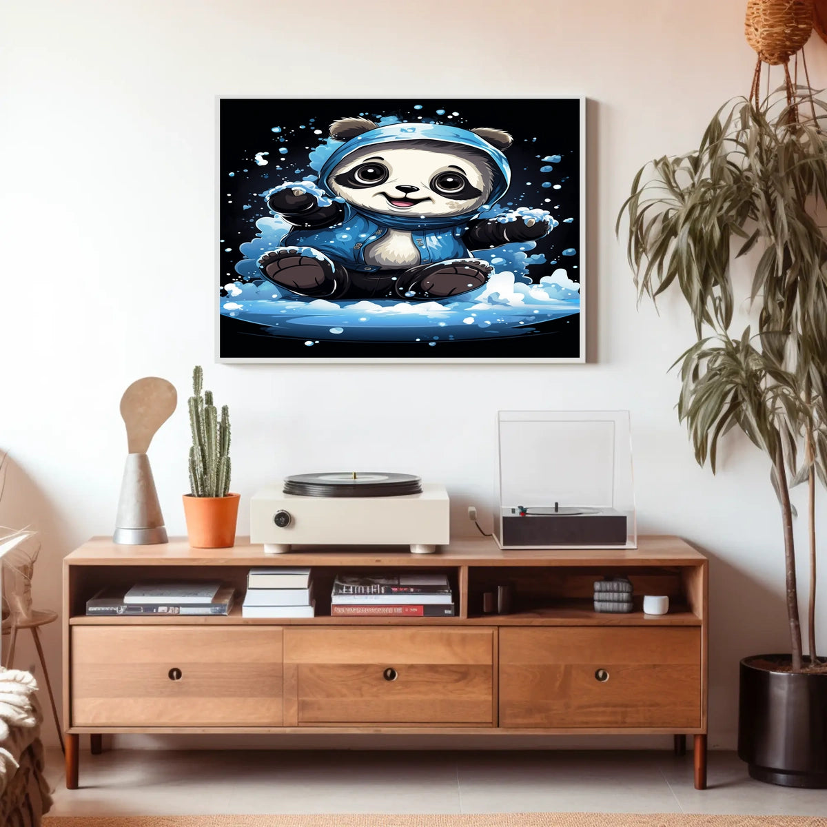 Playful Panda In The Snow Poster