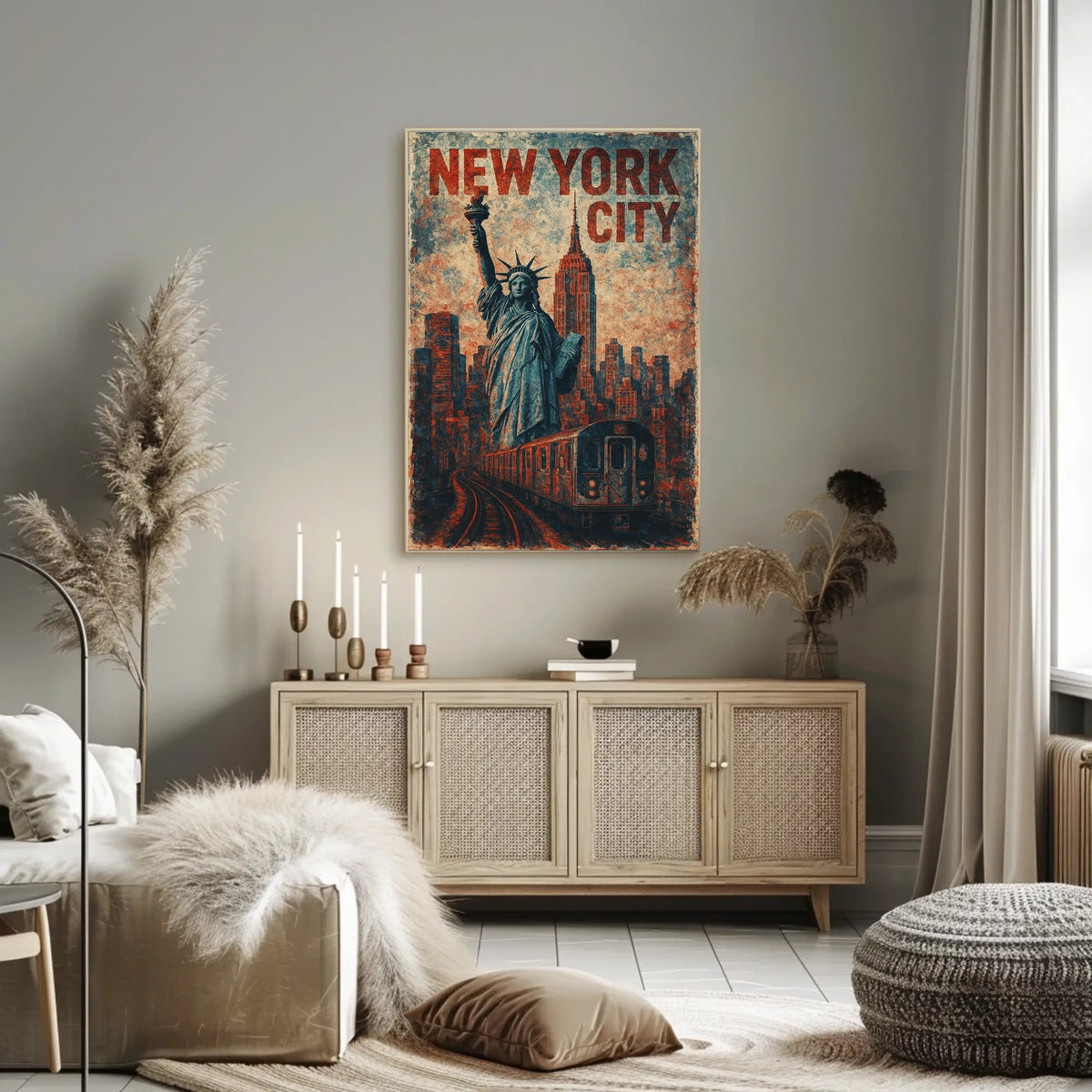 New York City Iconic Landmarks Photography Realism Poster