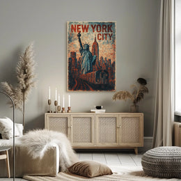 New York City Iconic Landmarks Photography Realism Poster