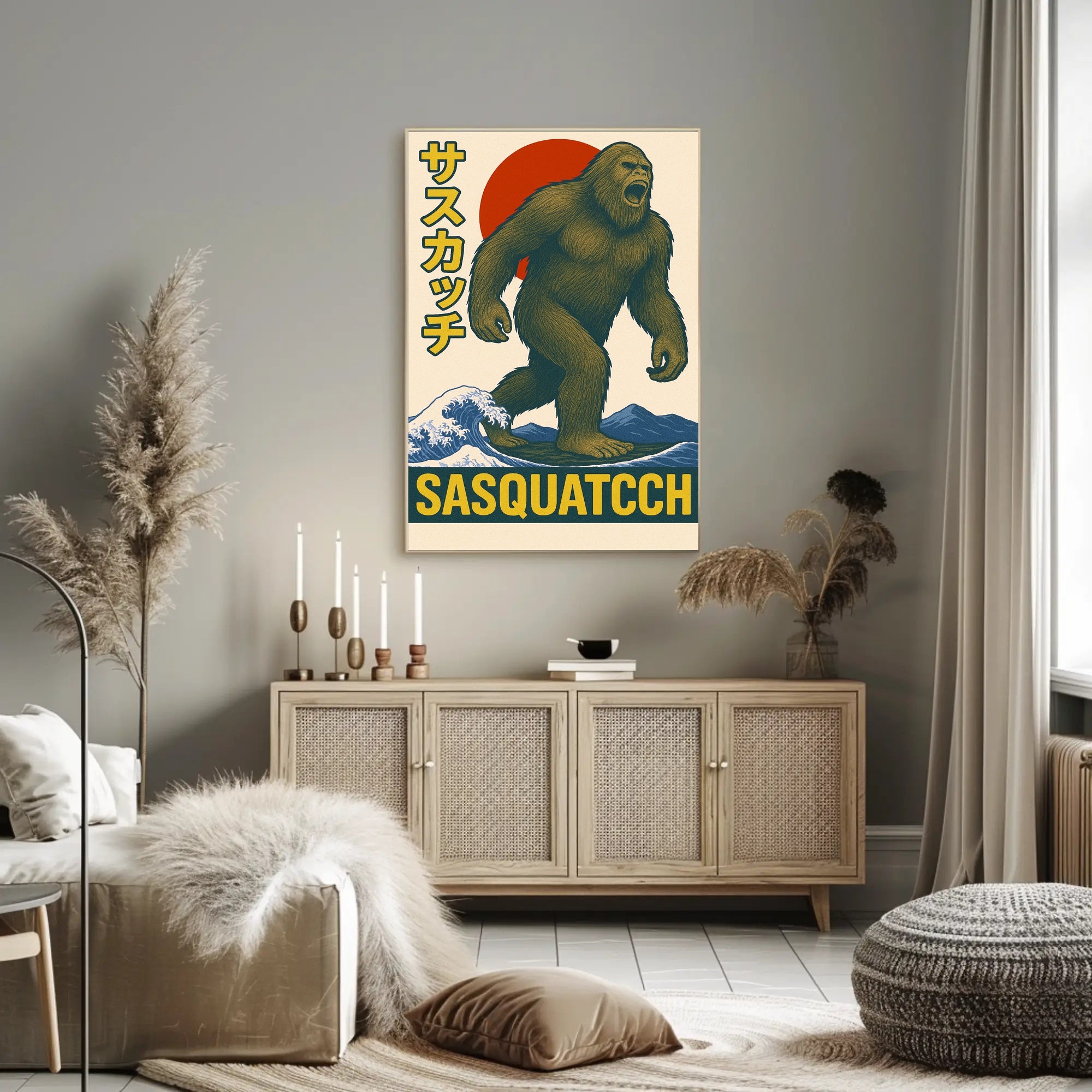 Sasquatch in Retro Style Poster PosterGoat
