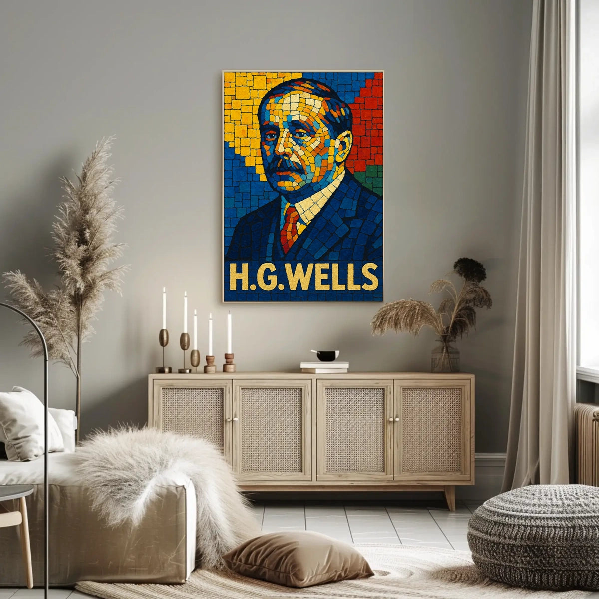 H.G. Wells Mosaic Portrait Poster