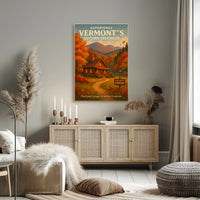 Vermont Autumn Splendor Vintage Travel Poster