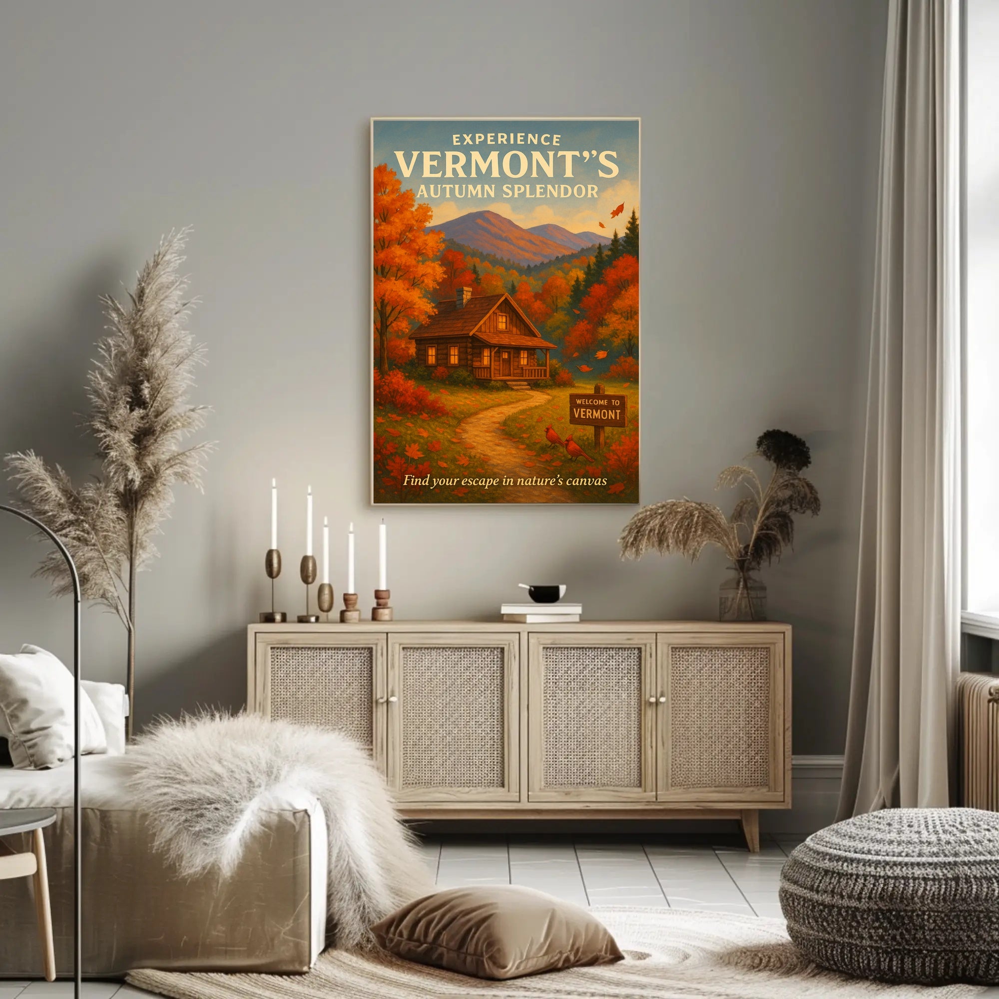Vermont Autumn Splendor Vintage Travel Poster