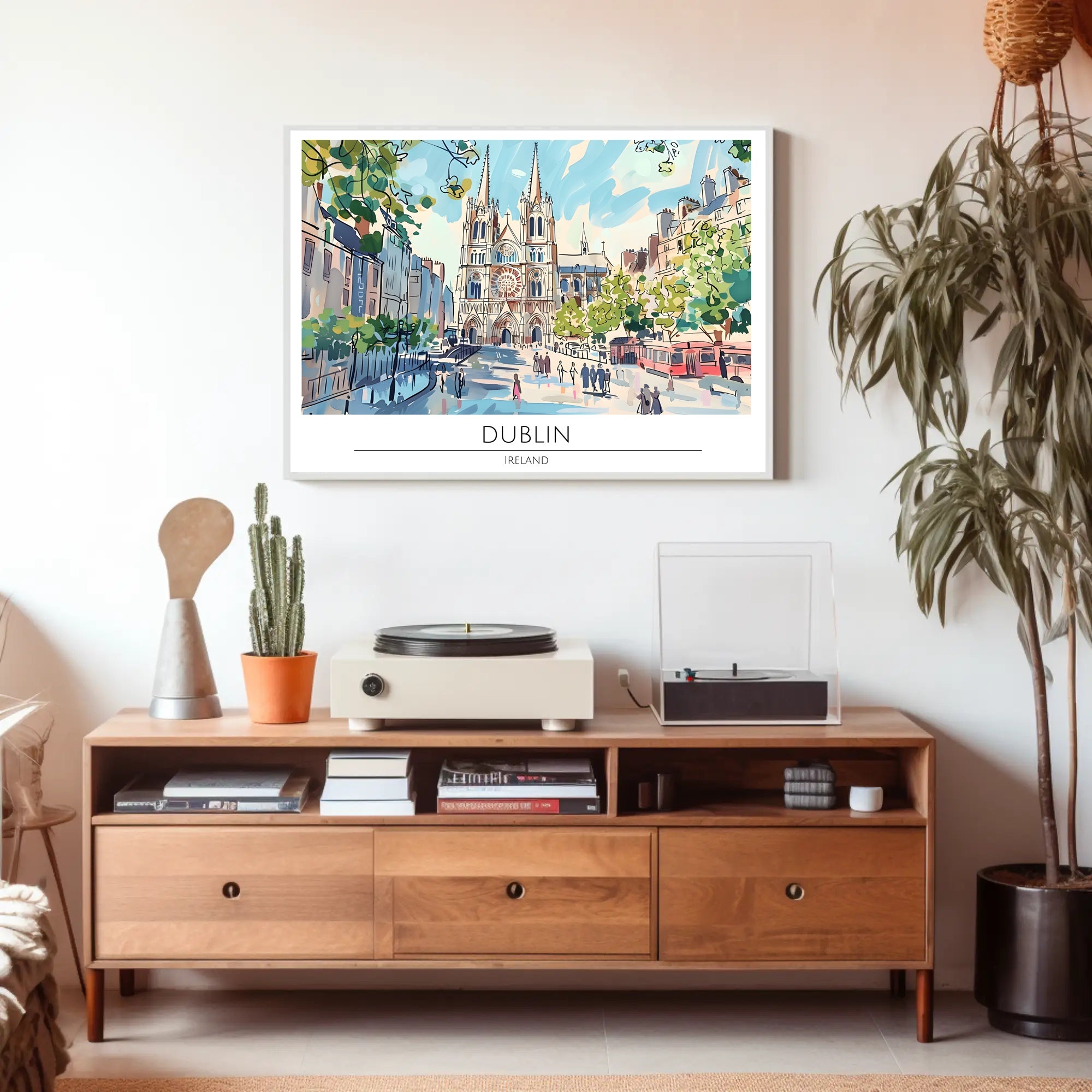 Dublin Cityscape Illustration Poster PosterGoat