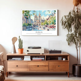 Dublin Cityscape Illustration Poster PosterGoat