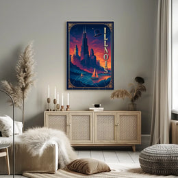 Illinois Vintage Cityscape with Whimsical Charm Urban or Cityscape Poster