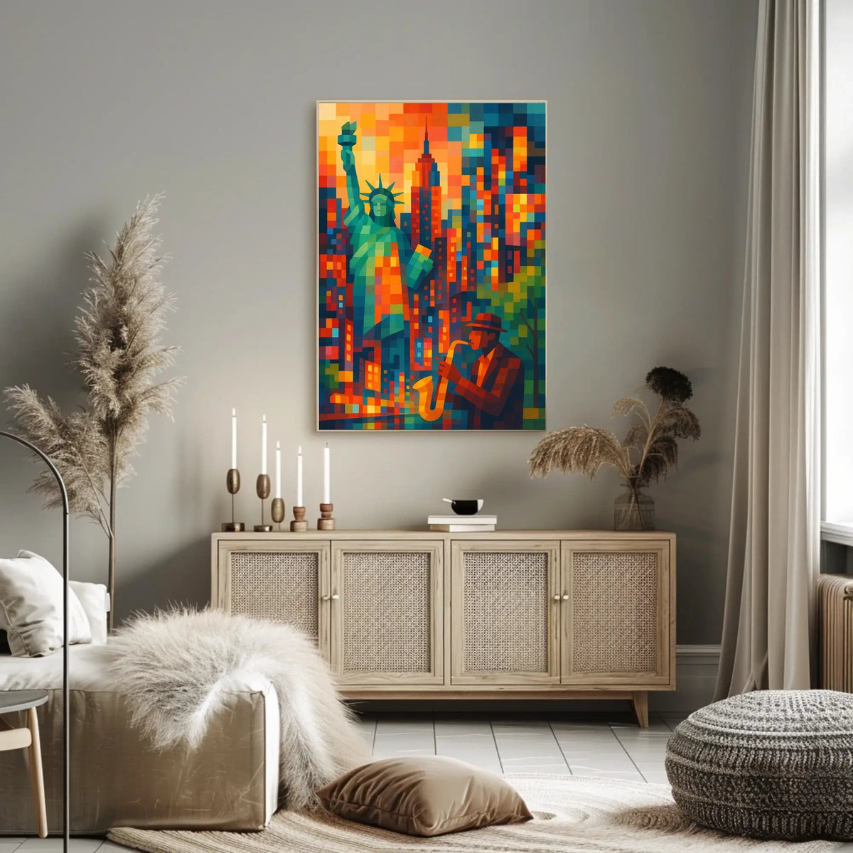 New York City Jazz Poster Abstract Vibrant Wall Art