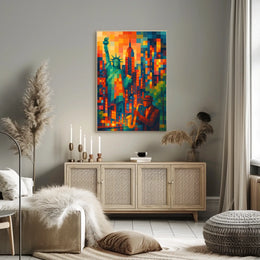 New York City Jazz Poster Abstract Vibrant Wall Art