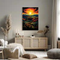 Tuscan Countryside Sunset Scenic Travel Poster