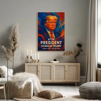 Patriotic U.S. Leader in Dynamic Colors Political Poster