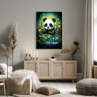Adorable Panda in Lush Bamboo Forest Poster