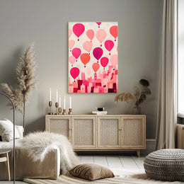 Hot Air Balloons Poster Whimsical Travel Wall Art Print